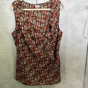 Worthington woman’s sleeveless blouse, asymmetrical rushing on front plus size